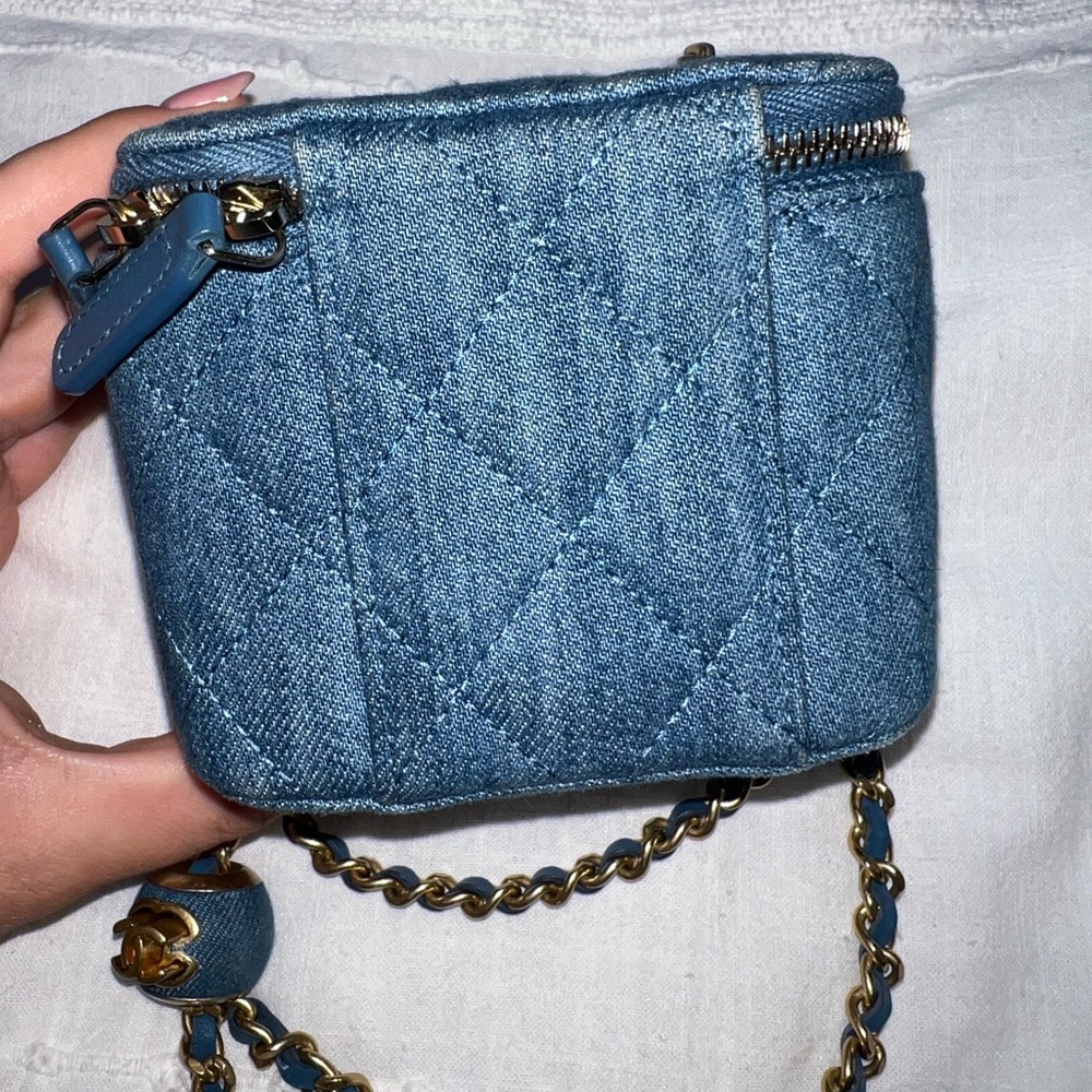 Chanel Pearl Crush Denim Mini Vanity on a Chain - Picture 6 of 11